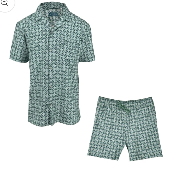 Ike Behar Other - NWT IKE BEHAR Men's Spa Green Patterned Swim Shorts And Shirt Sizes XL & XXL